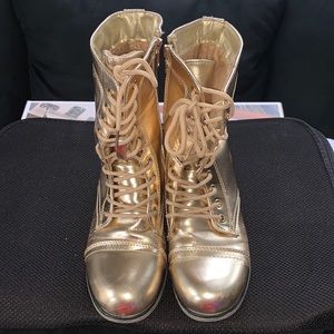 Metallic Gold combat boots sz 6.5